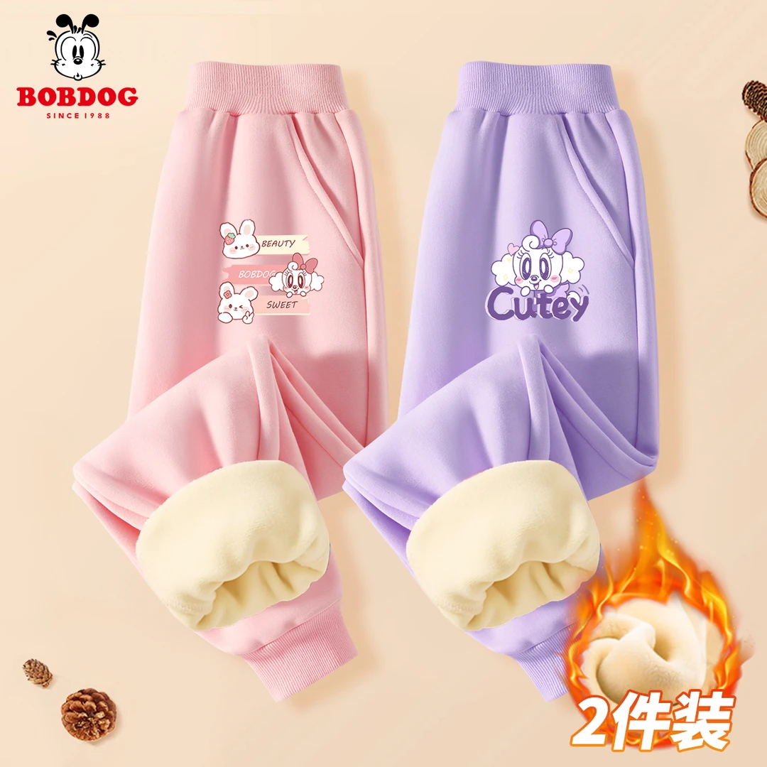 巴布豆卡乐童装儿童加绒裤子2025新款女大童冬装秋冬款女童休闲裤