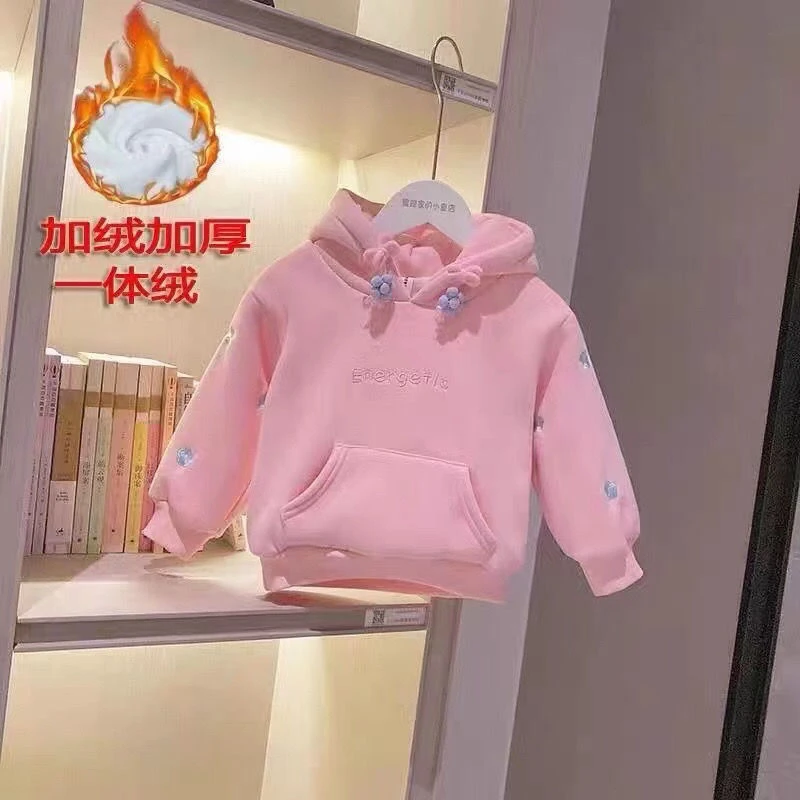2218女童卫衣2023新款冬儿童洋气童装小童长袖连帽衫宝宝上衣