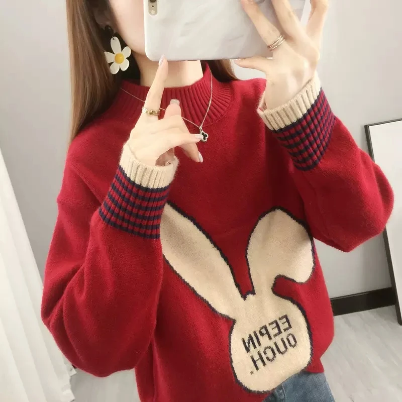 12岁女大童毛衣初中小学生卡通洋气13少女孩15宽松针织衫外穿秋冬