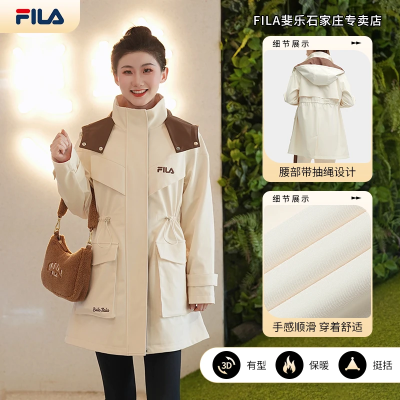 FILA/斐乐女春【舒适保暖时尚简约】中长款梭织风衣外套F11W419704F