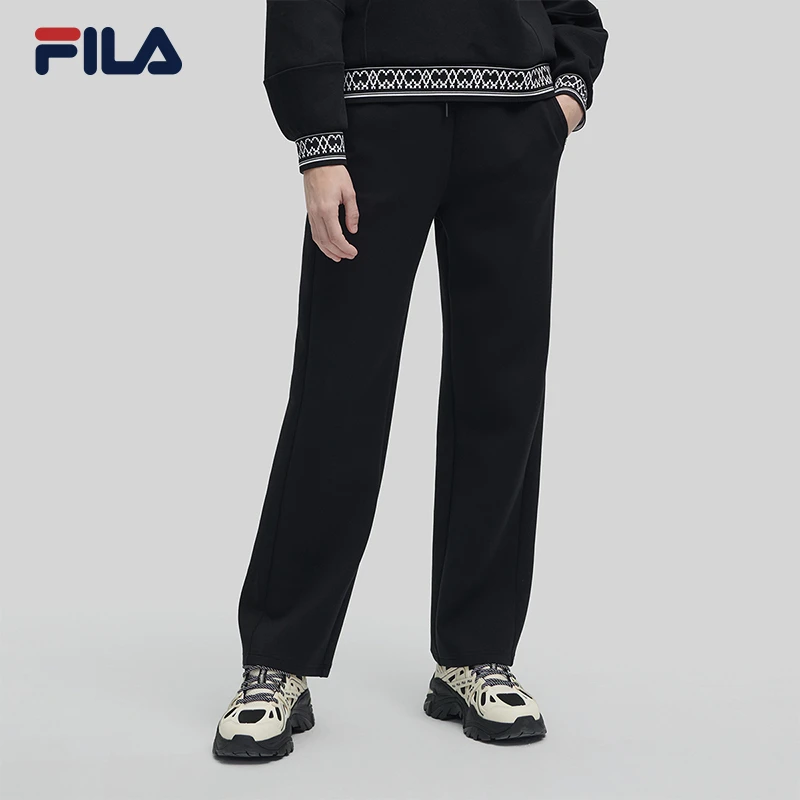 FILA/斐乐女春款潮流时尚百搭休闲宽松直筒运动长裤F11W344602F