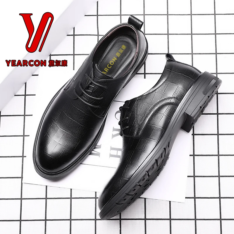 正品意尔康男鞋春秋透气商务正装皮鞋男士真皮英伦黑色工作鞋婚鞋
