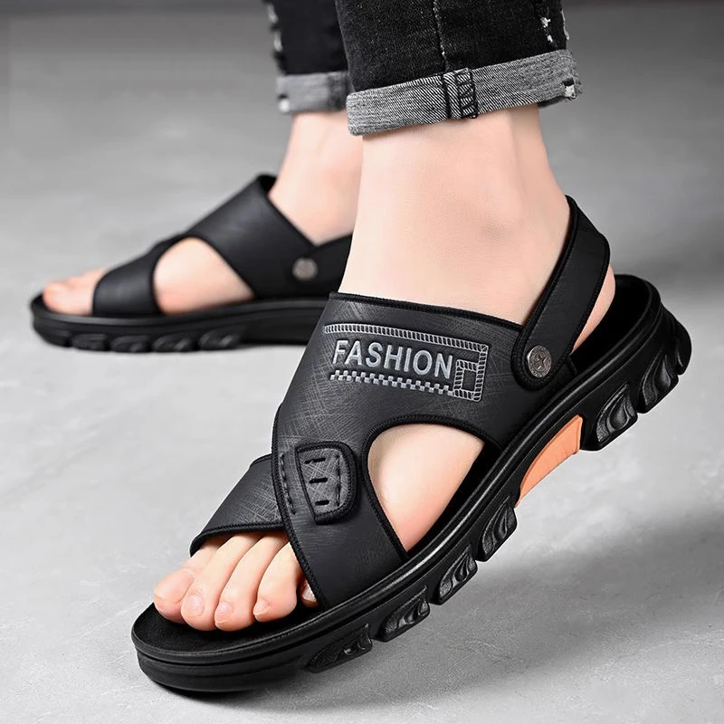 品牌凉鞋男款2024年夏季厚底休闲沙滩鞋中年人爸爸鞋子两用凉拖鞋