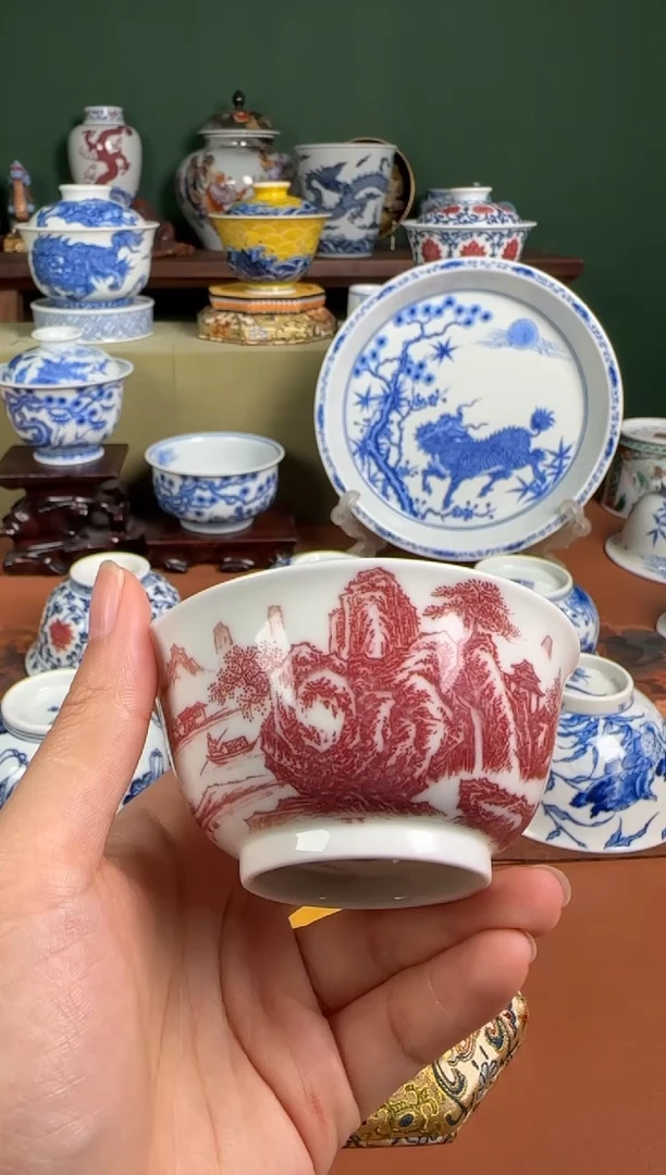 【闪购商品】杯勤义堂 全红山水 撇口
