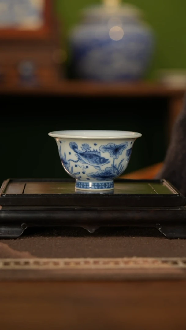 【闪购商品】杯望月怀古 鱼藻迷你压手杯