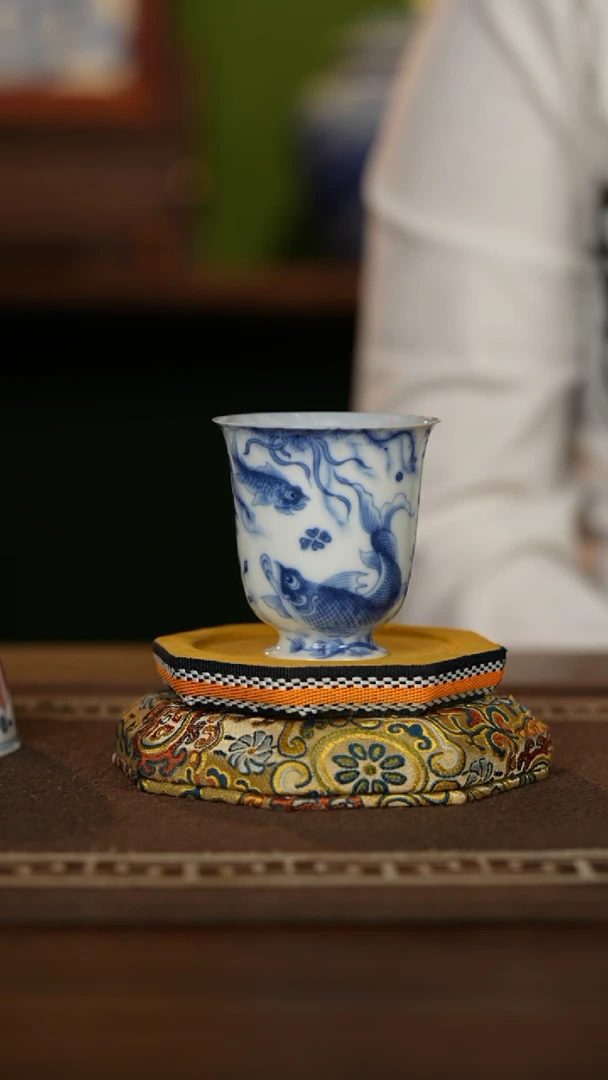 【闪购商品】杯望月怀古 满绘鱼藻薄胎杯