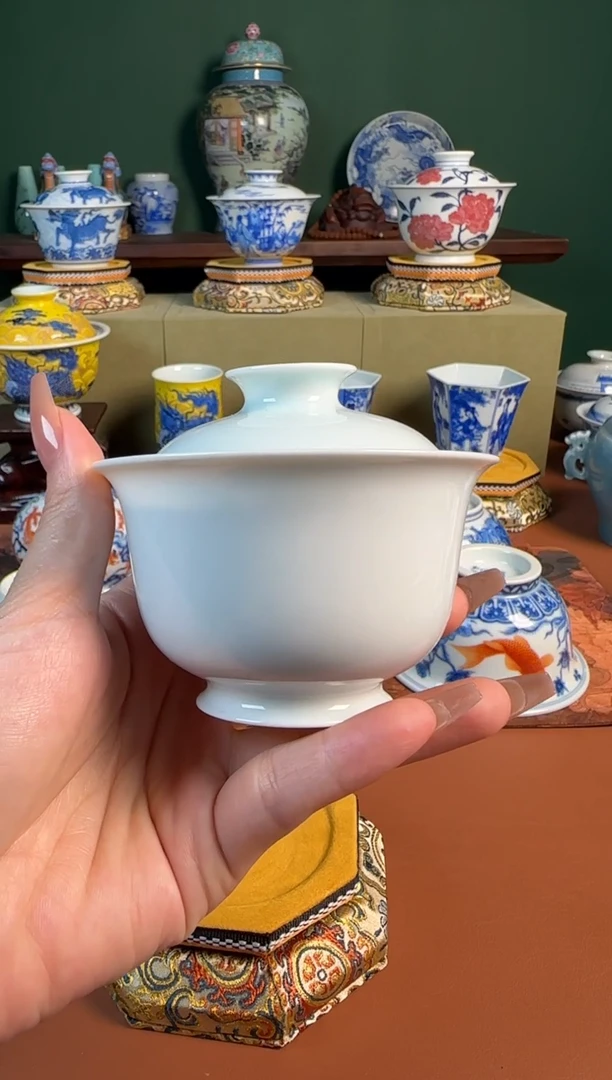 【闪购商品】杯景雨工坊 纯白胎 盖碗