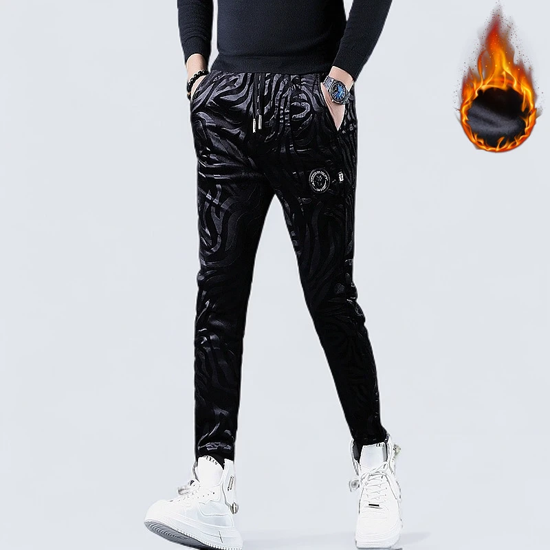 欧货时尚休闲裤男士秋冬季潮流百搭高端柔软束脚裤修身弹力运动裤
