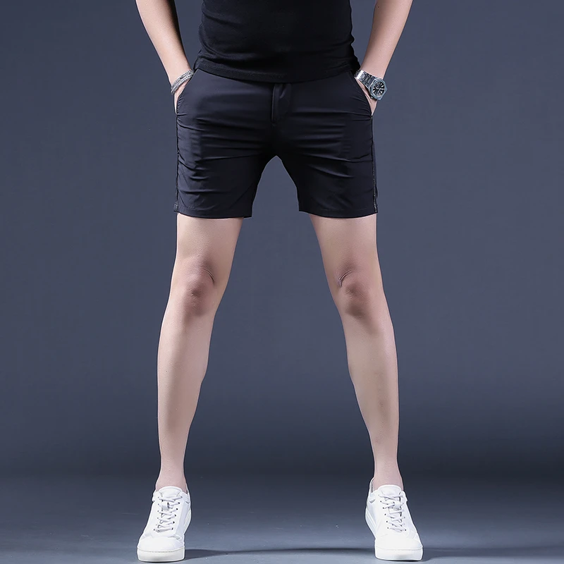 男短裤潮流冰丝休闲裤薄款速干男士三分裤修身显腿长半裤马裤西裤