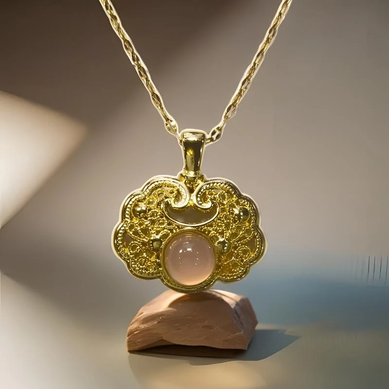 时尚 百搭 如意锁 玉石项链吊坠-MWY-1C