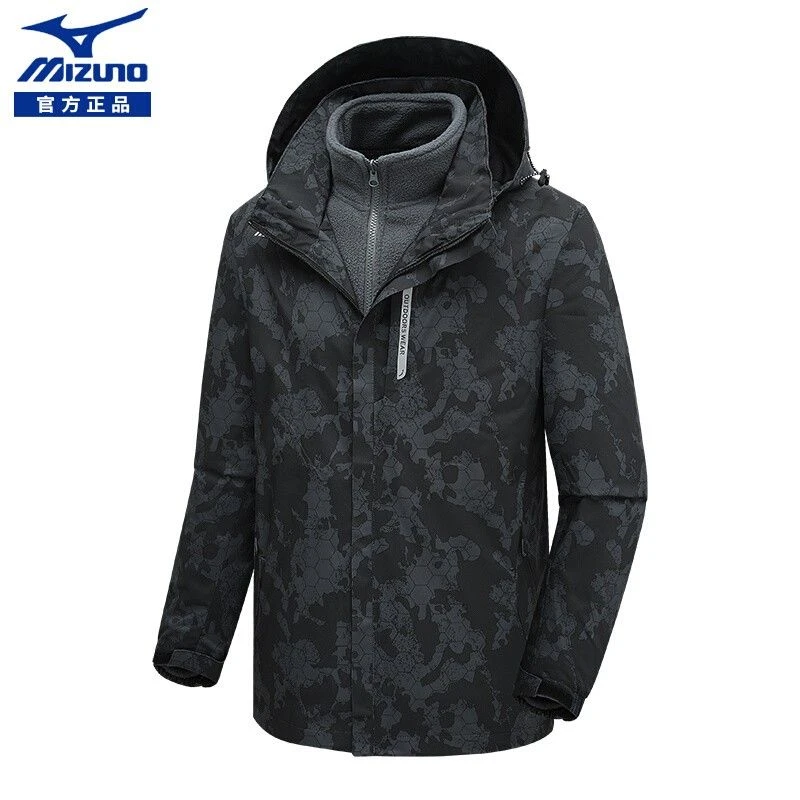 Mizuno/美津浓冲锋衣男三合一男女秋冬防水连帽户外休闲夹克外套