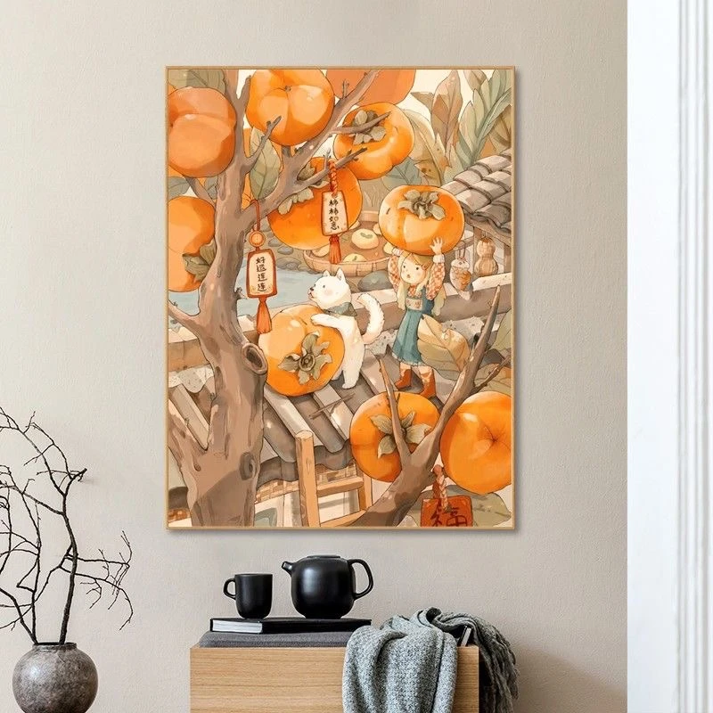 【子非鱼定制】十字绣：喜柿多多 四股满绣36色 金丝布