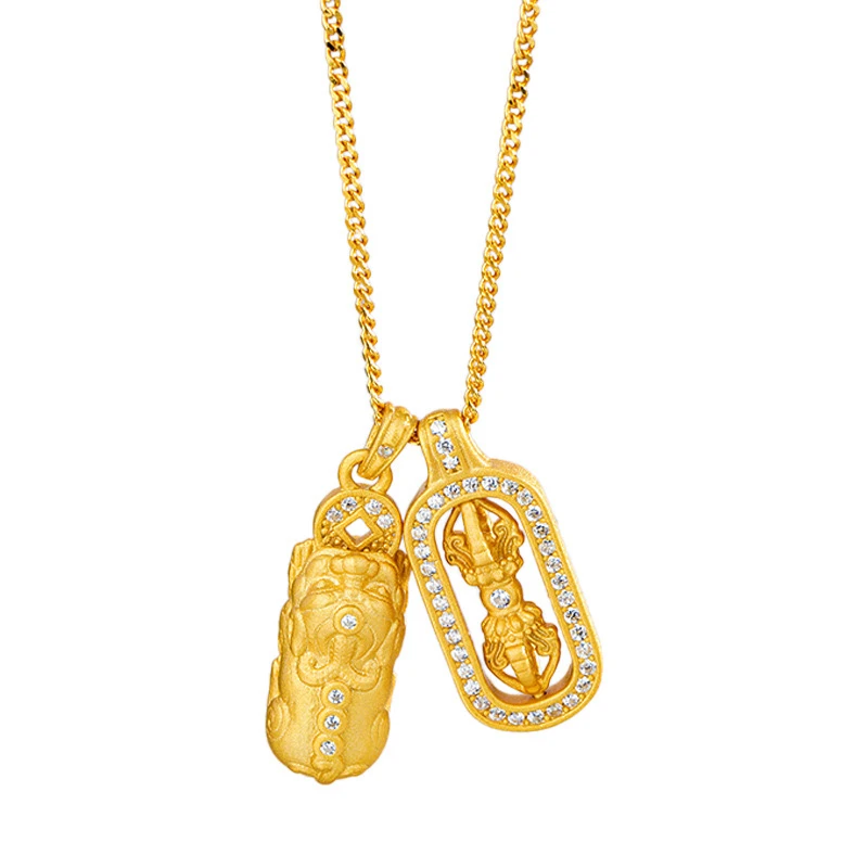 合金项链 B 镀K金 金刚杵镶嵌项链 ZR-B347