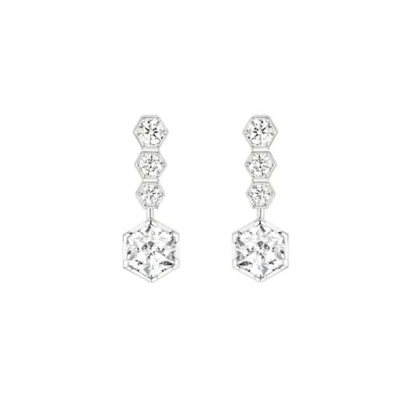 合金合成锆石耳饰 925银针 四颗蜂巢镶嵌轻奢时尚女耳钉 ZR-A356