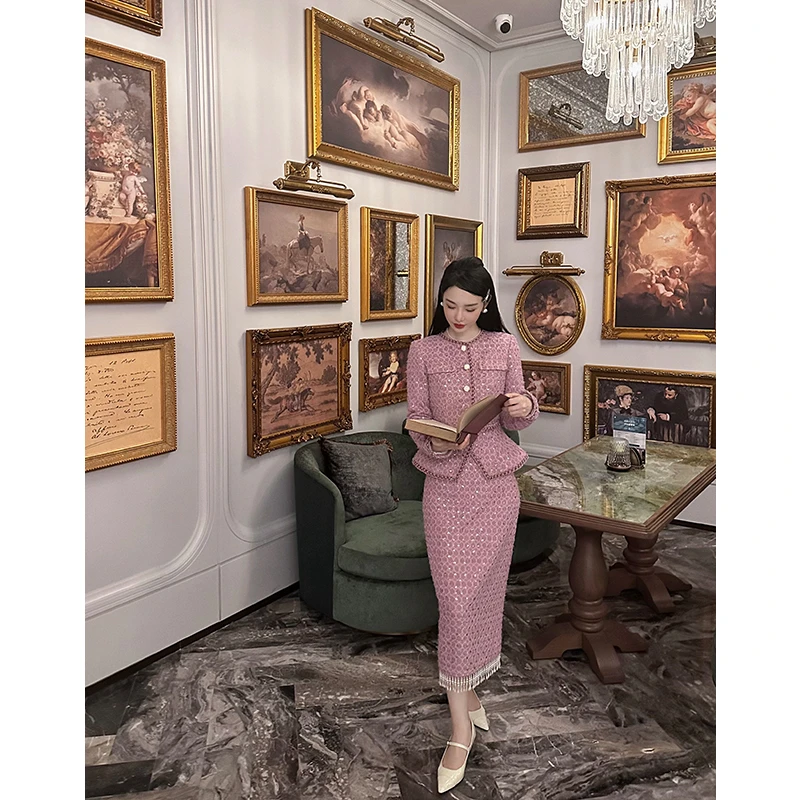 LRL【梅子煮酒】原创设计师款修身网红小香风名媛羽绒套装RL023200