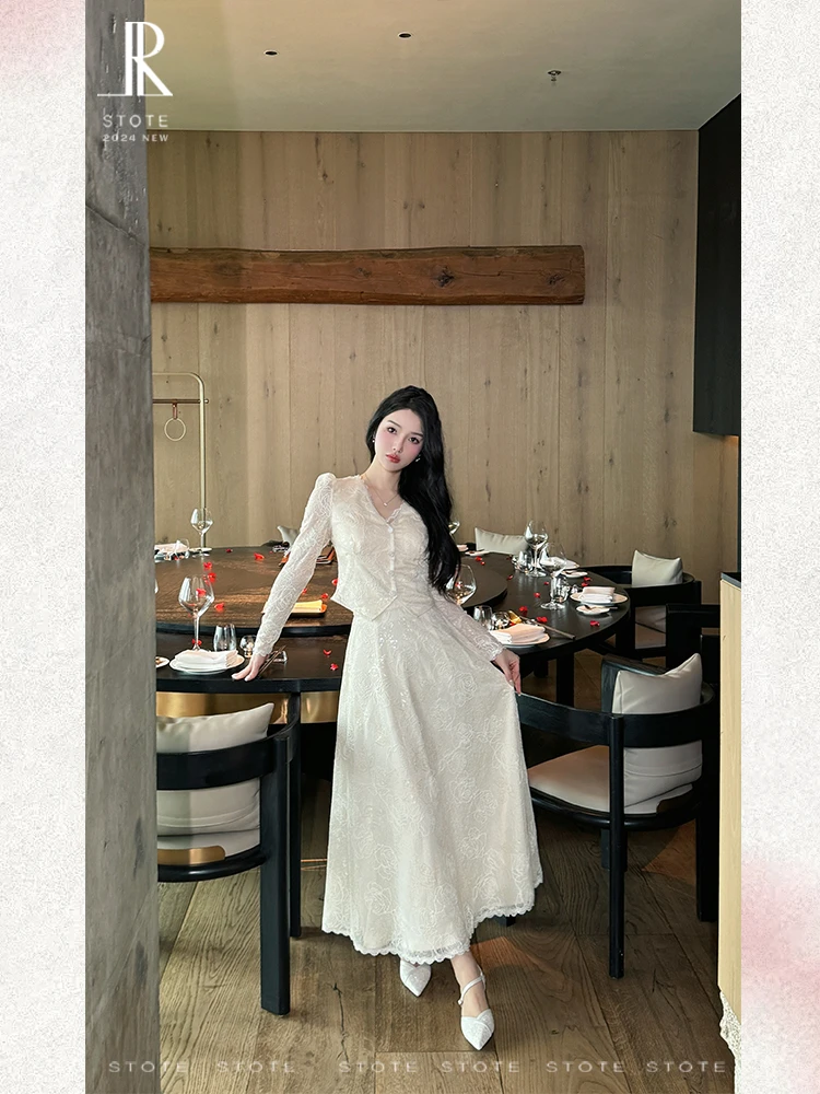 LRL【月光初雪】设计师款名媛千金风轻奢夏季上衣半裙RL024385