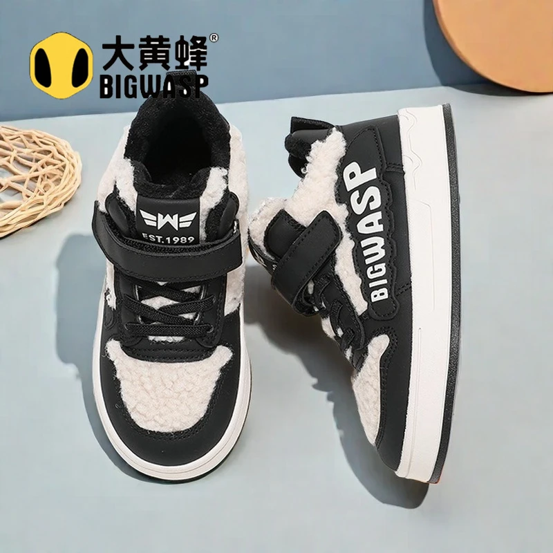 大黄蜂童鞋男童加绒二棉鞋冬季新款高帮保暖鞋3-6-12岁儿童棉鞋女