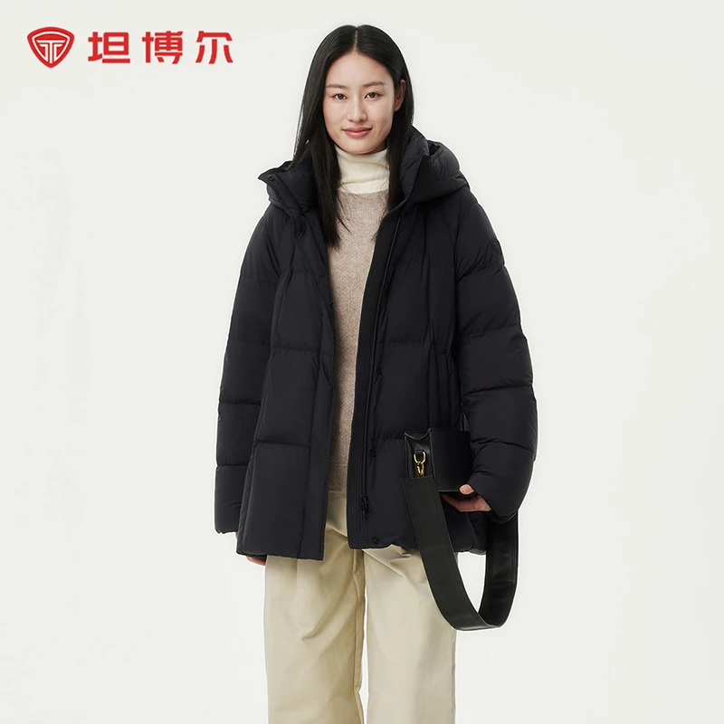 【好羽绒】坦博尔连帽中长款时尚冬韵女款白鸭绒保暖TBF530512Z