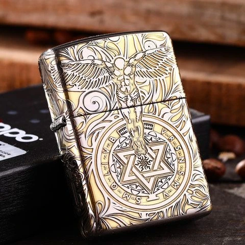 ZIPPO打火机守护天使双色男士高档礼物礼品正品防风煤油DYJ1