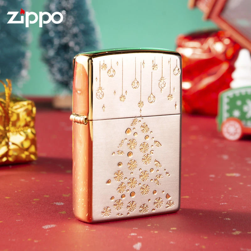ZIPPO【圣诞礼物】圣诞树-白金精雕正品防风打火机情人礼物DY9802DK