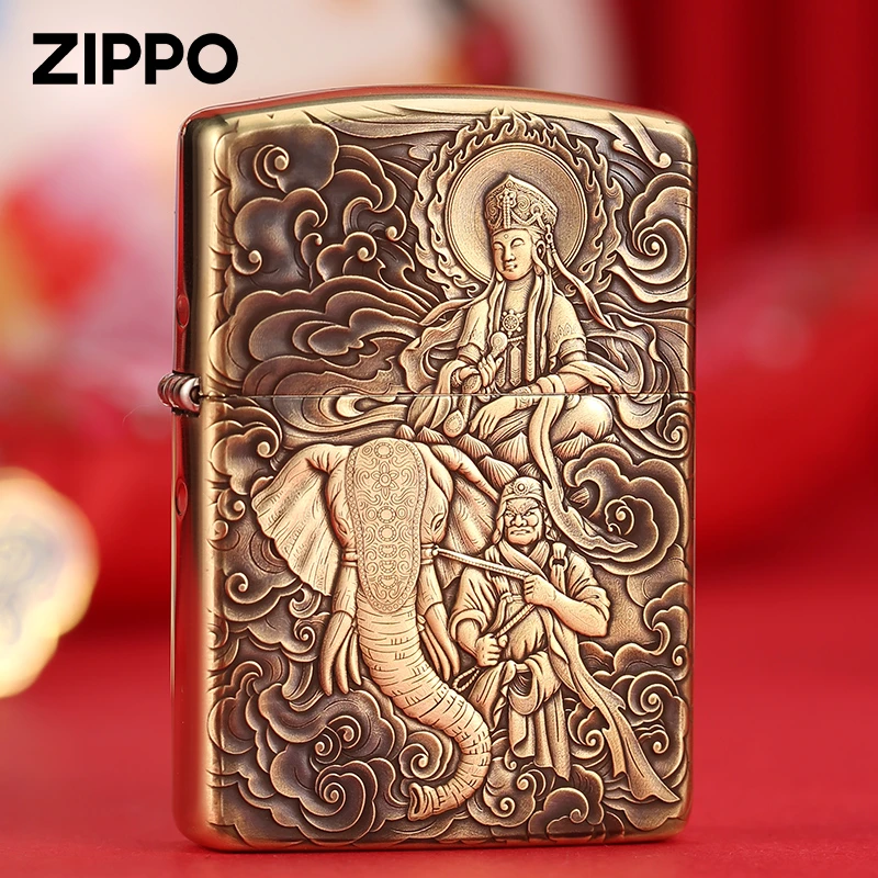 ZIPPO/之宝打火机鬼王普贤菩萨立体雕刻黄铜盔甲官方火机 DYX1H1