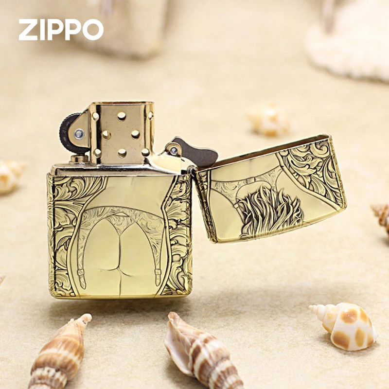 ZIPPO/之宝蚊版唐草内衣女郎黄铜盔甲官方正品打火机收藏品DYX1H1
