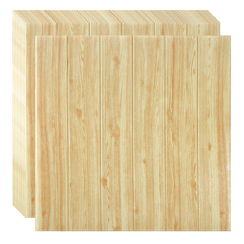 自粘墙纸3d立体防水防潮木纹墙贴客厅墙裙护墙板幼儿园防撞泡沫贴