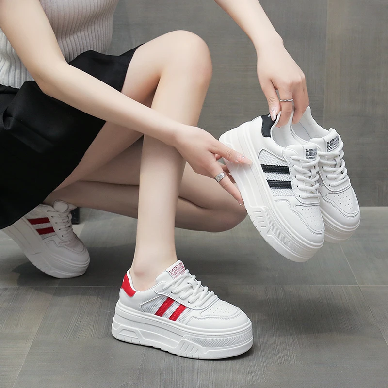 6公分厚底小白鞋2024年夏季新款透气网面ins韩版百搭松糕运动板鞋