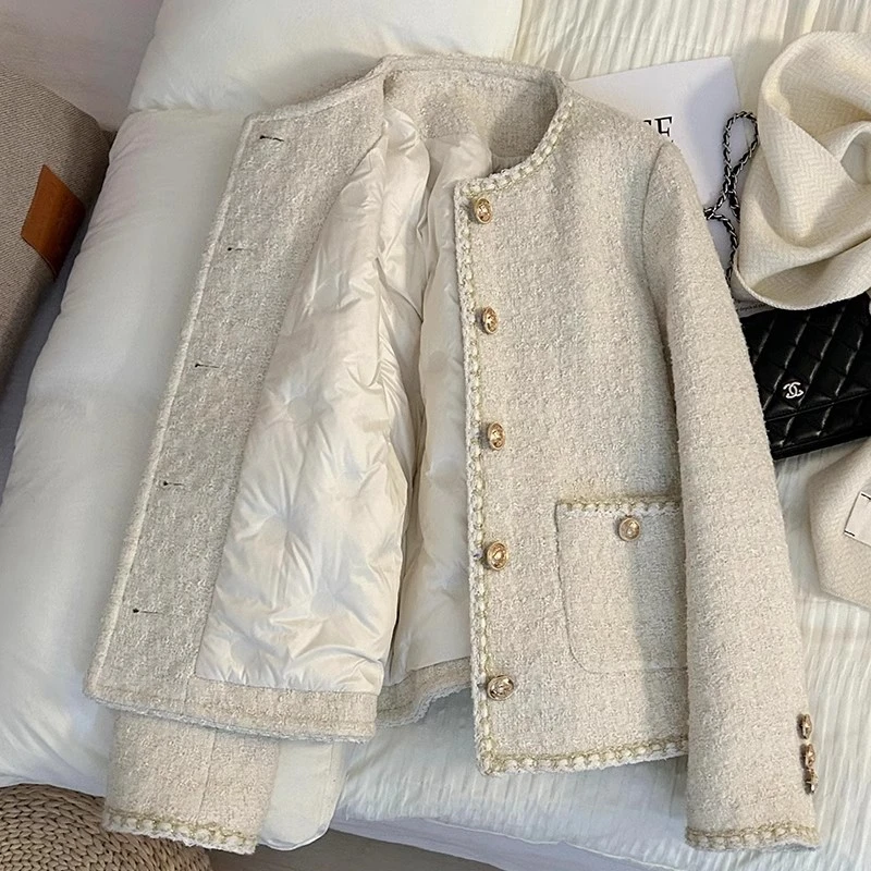 2024新款优雅气质羽绒服小香风短外套女冬季高级感百搭上衣