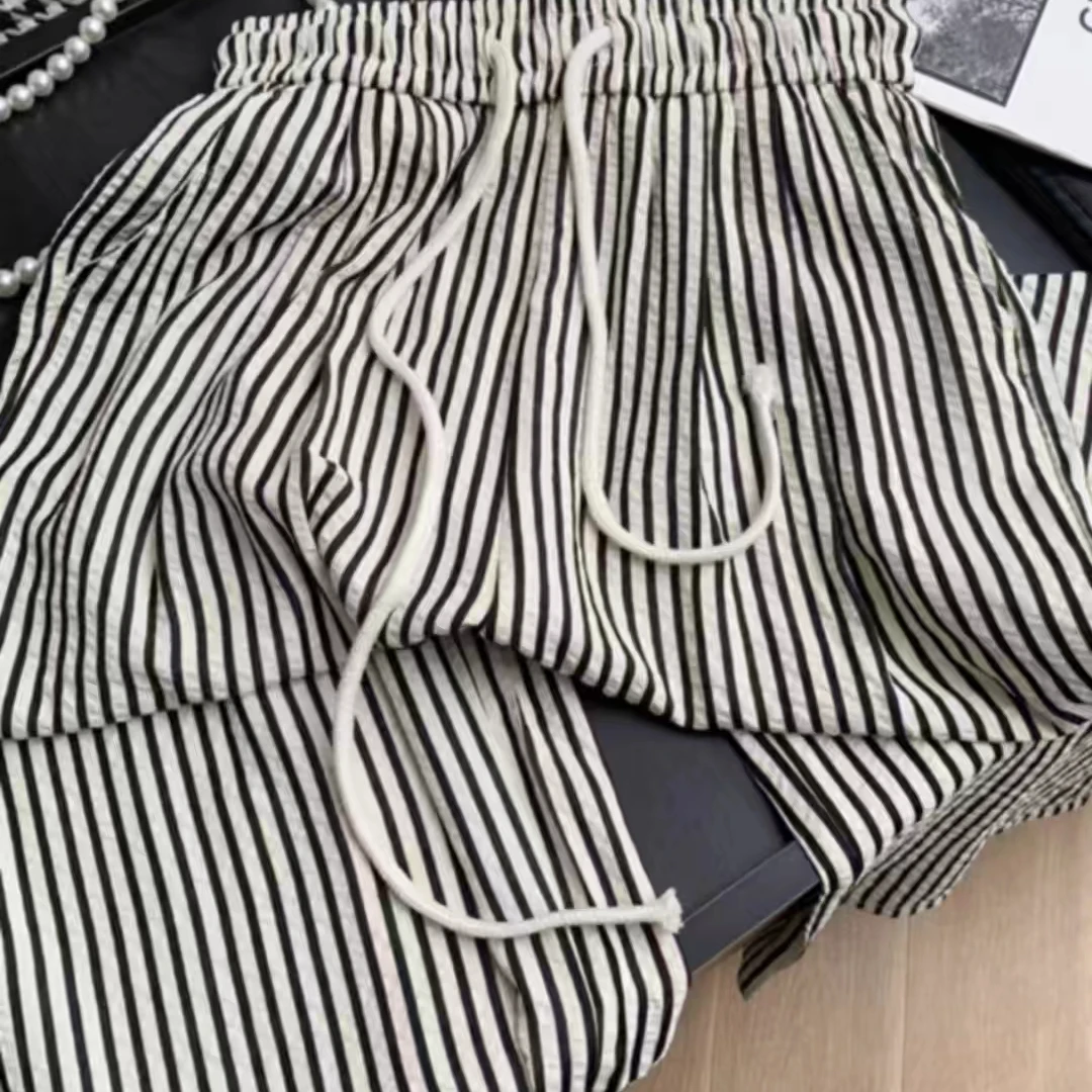 黑白条纹高腰直筒山本裤（剪标款）