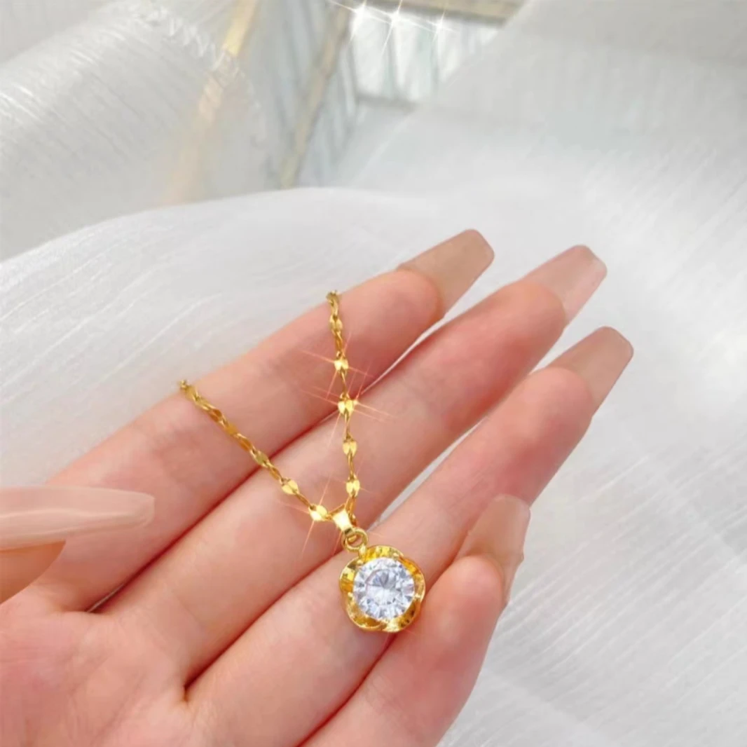 钛钢项链 钛钢花瓣时尚项链