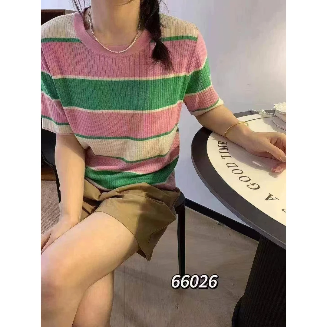 217款圆领条纹 天丝短袖（剪标款）