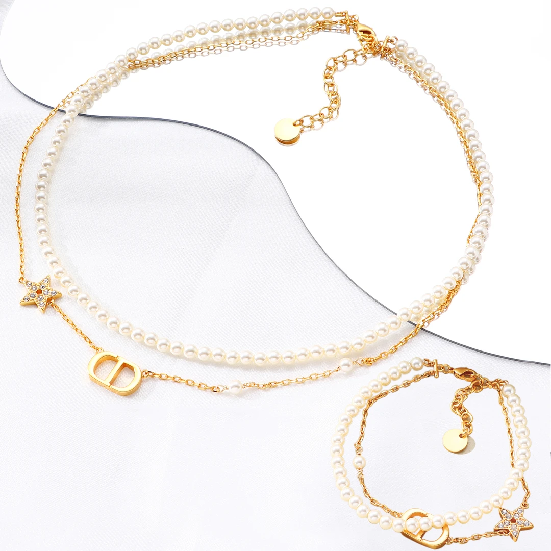 Tender Jinger 铜合金手链 秋冬新款双层满天星字母手链轻奢高级