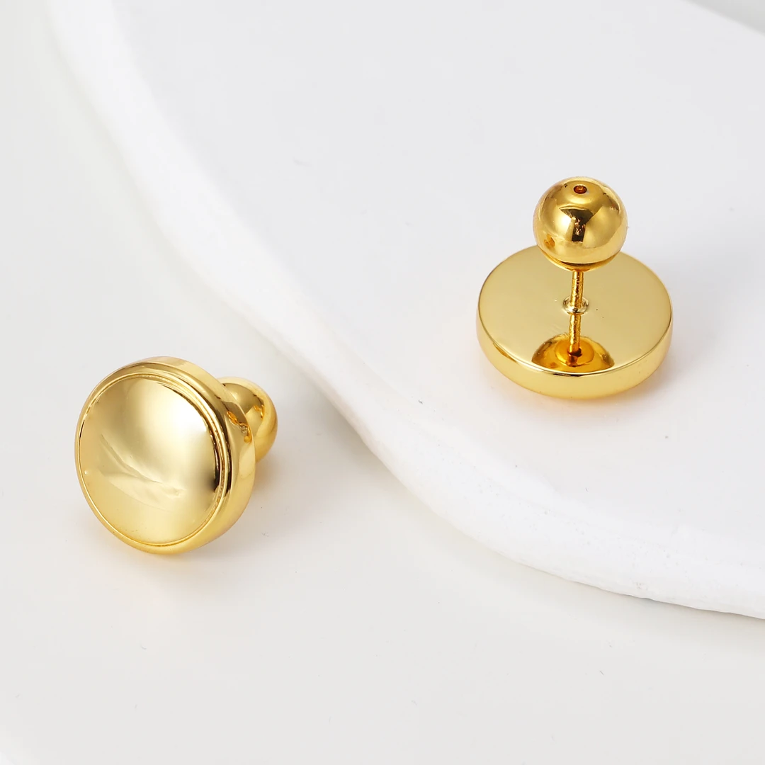 Tender Jinger 铜合金耳饰 法式时尚圆饼纽扣耳饰轻奢高级感
