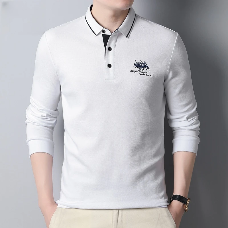 爵狼盾保罗秋冬长袖袖polo衫男士翻领2025新款宽松休闲男装