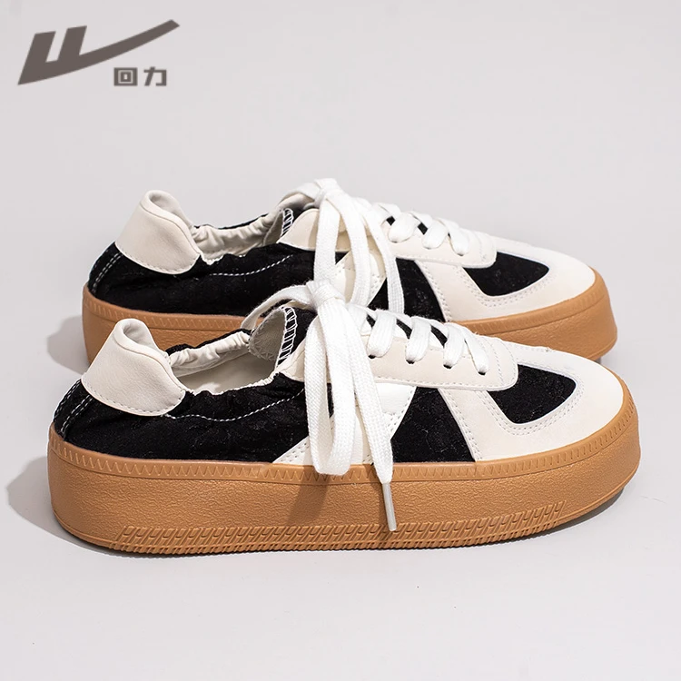 回力2025秋季新款德训鞋女可爱熊猫色透气轻便小众百搭厚底帆布鞋