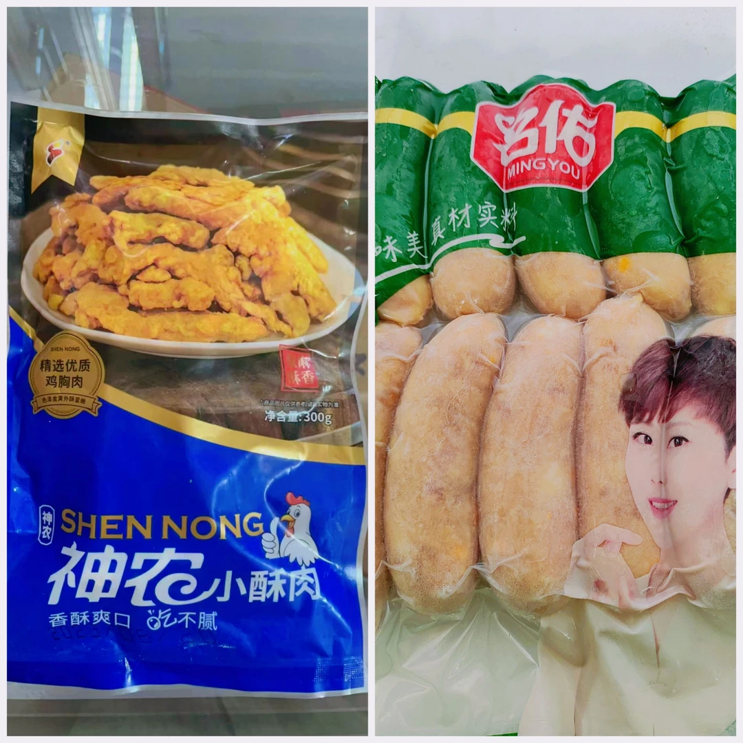 名佑芝士味爆汁烤肉肠+名佑鸡肉原切小酥肉300g