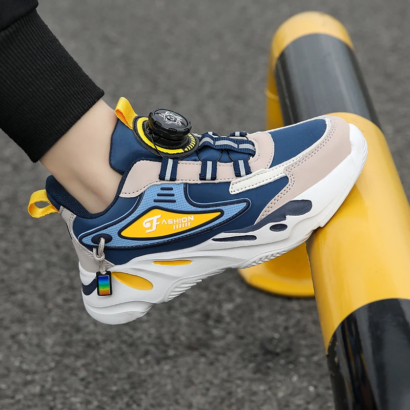 迪仔米熊男童运动鞋春秋款皮面防水休闲鞋男孩软底防滑时尚跑步鞋