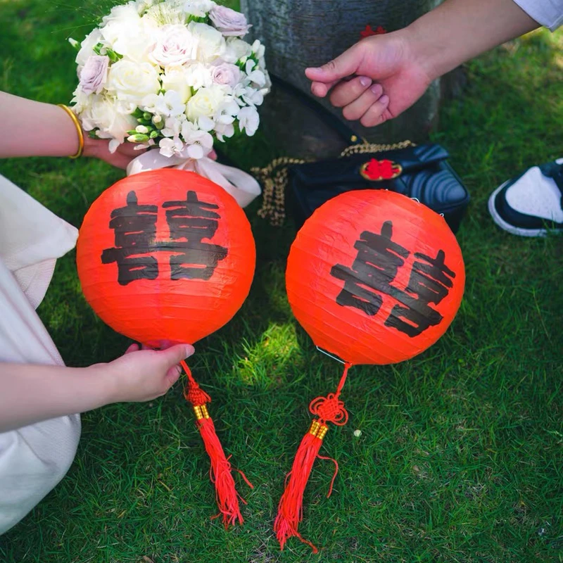 旭彦婚房布置红色喜字灯笼中式囍字婚礼树挂摆件新娘结婚拍照道具