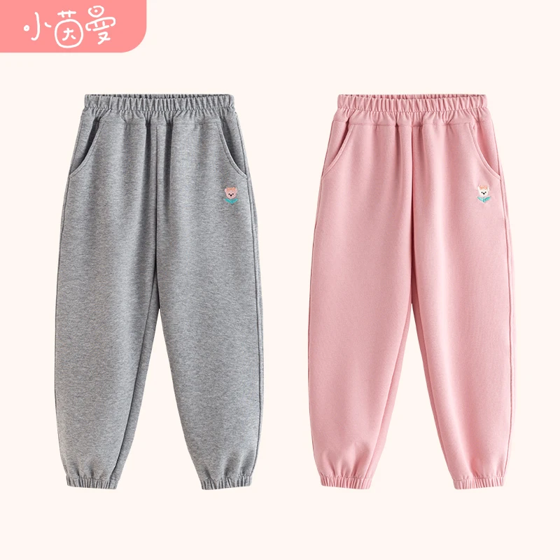 小茵曼童装女童刺绣花运动裤春季休闲裤子中大童卫裤 JRX233031