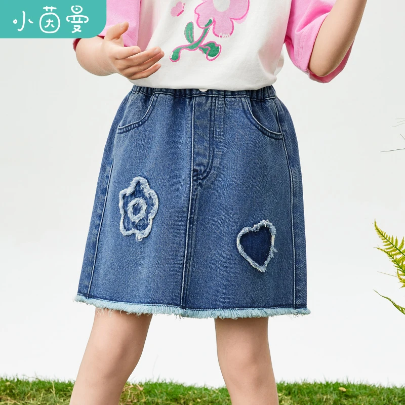 小茵曼女童牛仔半身裙时尚百搭洋气中大童舒适女孩裙子3842122