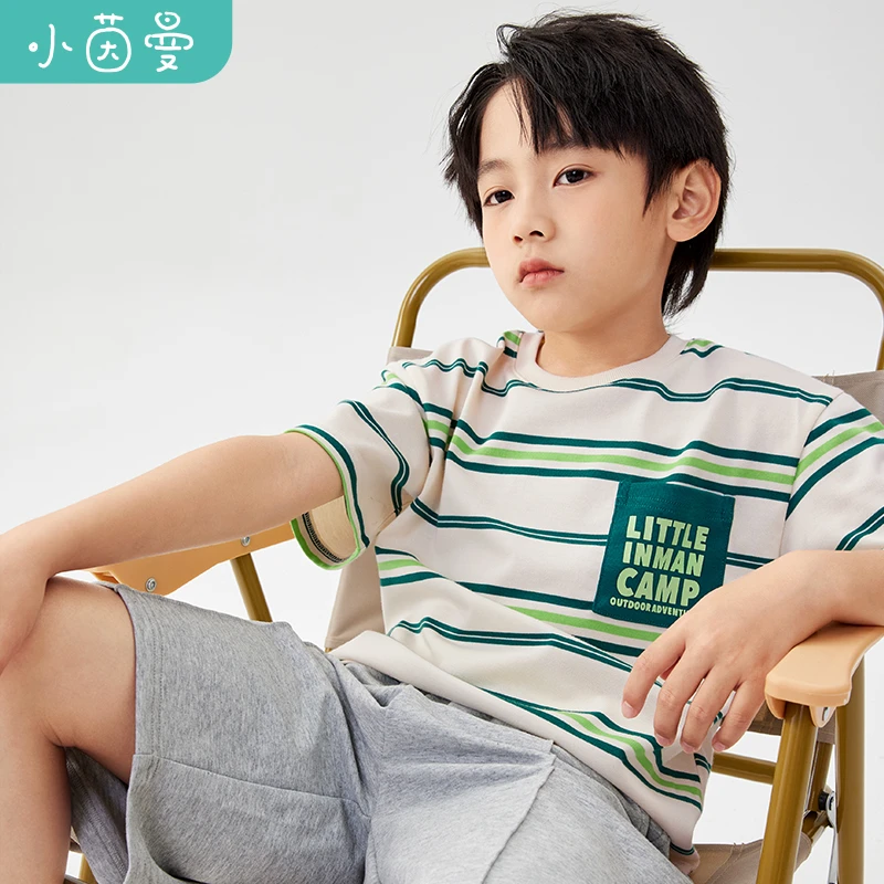 小茵曼男童t恤时尚休闲秋新款中大童潮款时髦儿童短袖男F3842302A