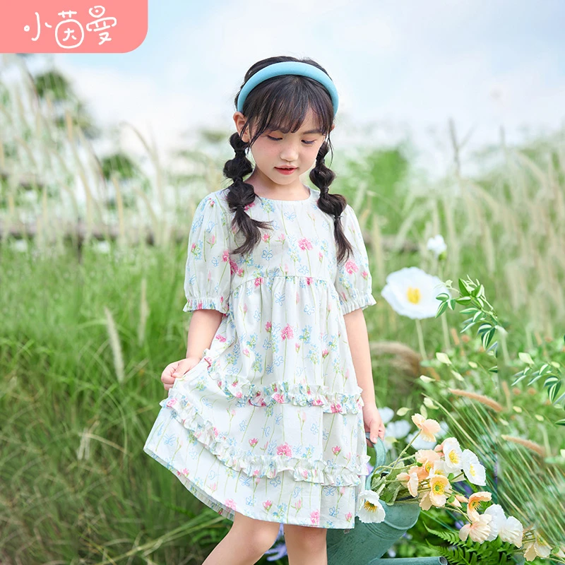 小茵曼【花仙子】女童连衣裙子秋装洋气时尚简约碎花裙新JRX3832197