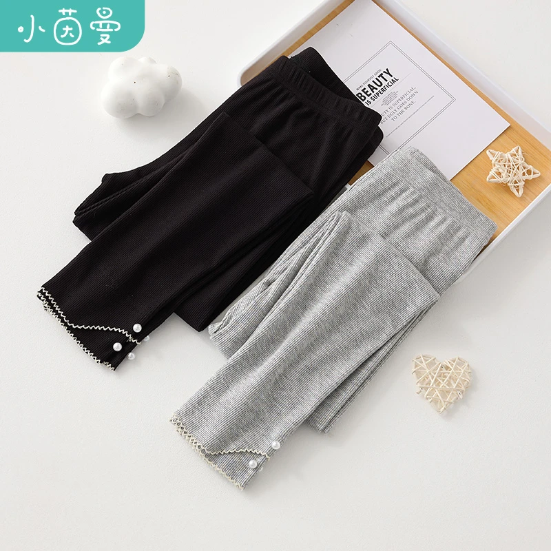 小茵曼女童打底裤洋气纯色休闲宝宝薄款大童内穿裤子3843025