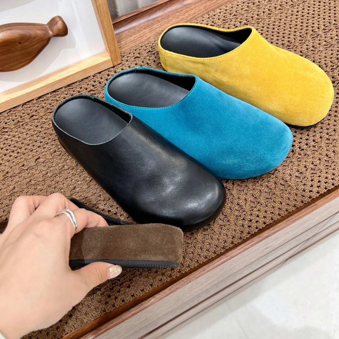 松弛感四季博肯鞋 舒适百搭真皮包头拖鞋软底时尚厚底女鞋