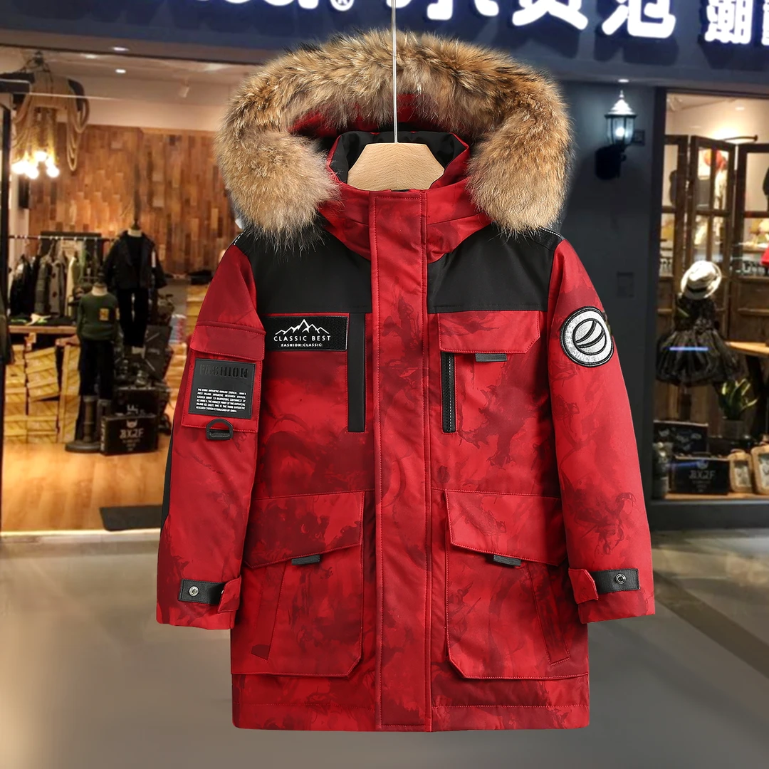 儿童羽绒服男女童中长款2024新款中大童韩版户外加厚羽绒丝服外套