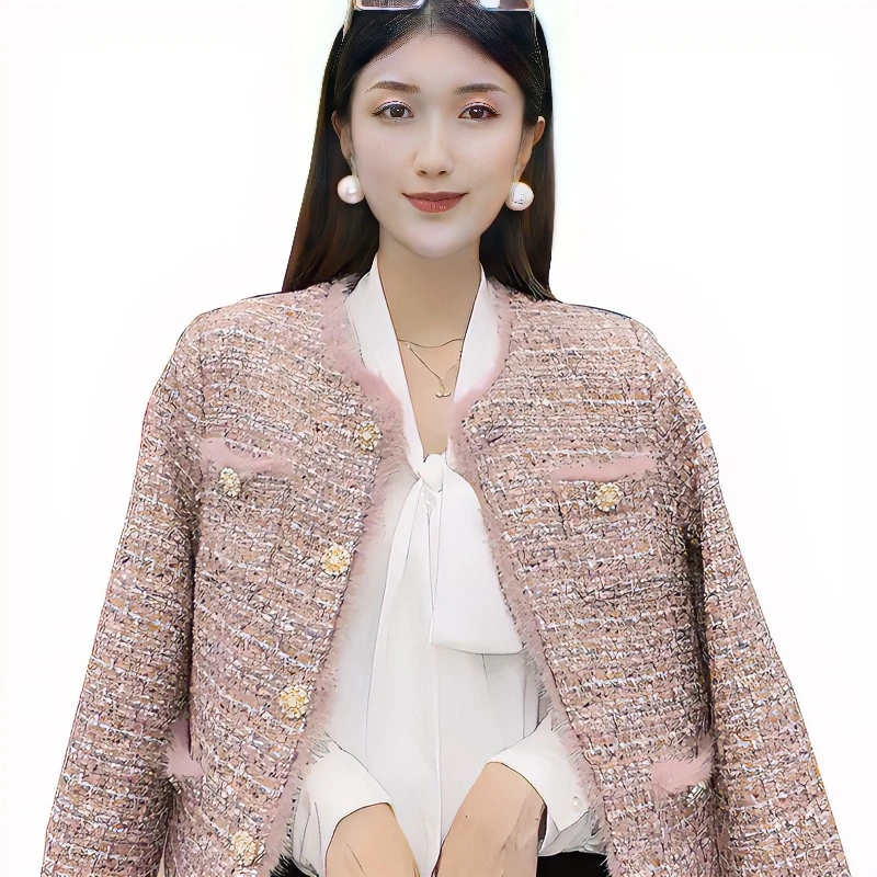 【粉红佳人】2023冬白鸭绒新款时尚小香风名媛气质轻奢潮牌女装百搭