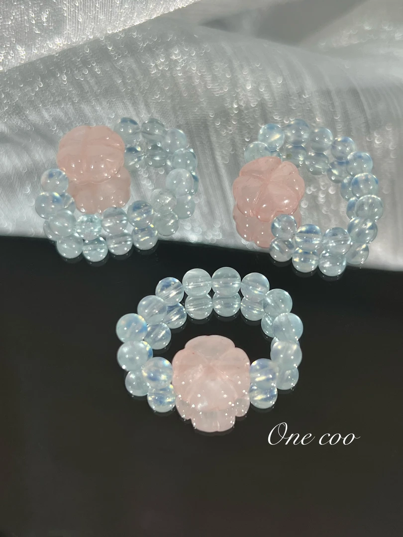 K102粉水晶海蓝宝戒指设计