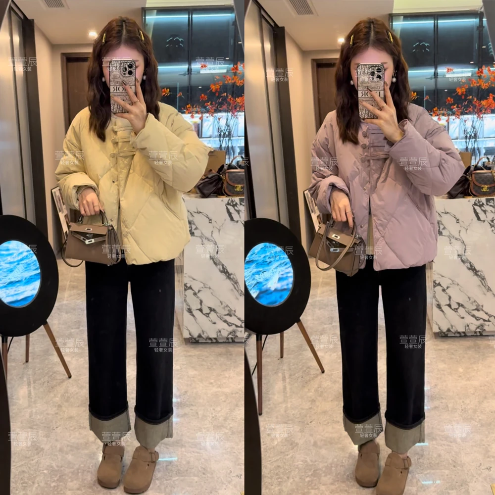 【盘扣泡芙】秋冬洋气加厚羽绒服百搭小个子国风圆领羽绒外套#3685