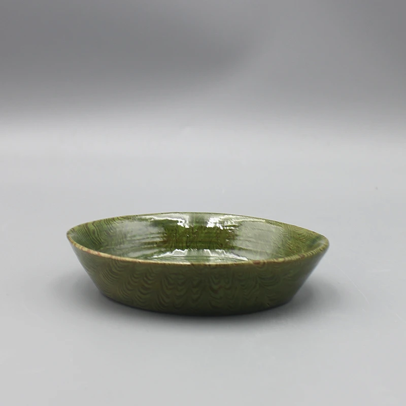 4310古陶瓷-明代绞胎绿釉赏盘